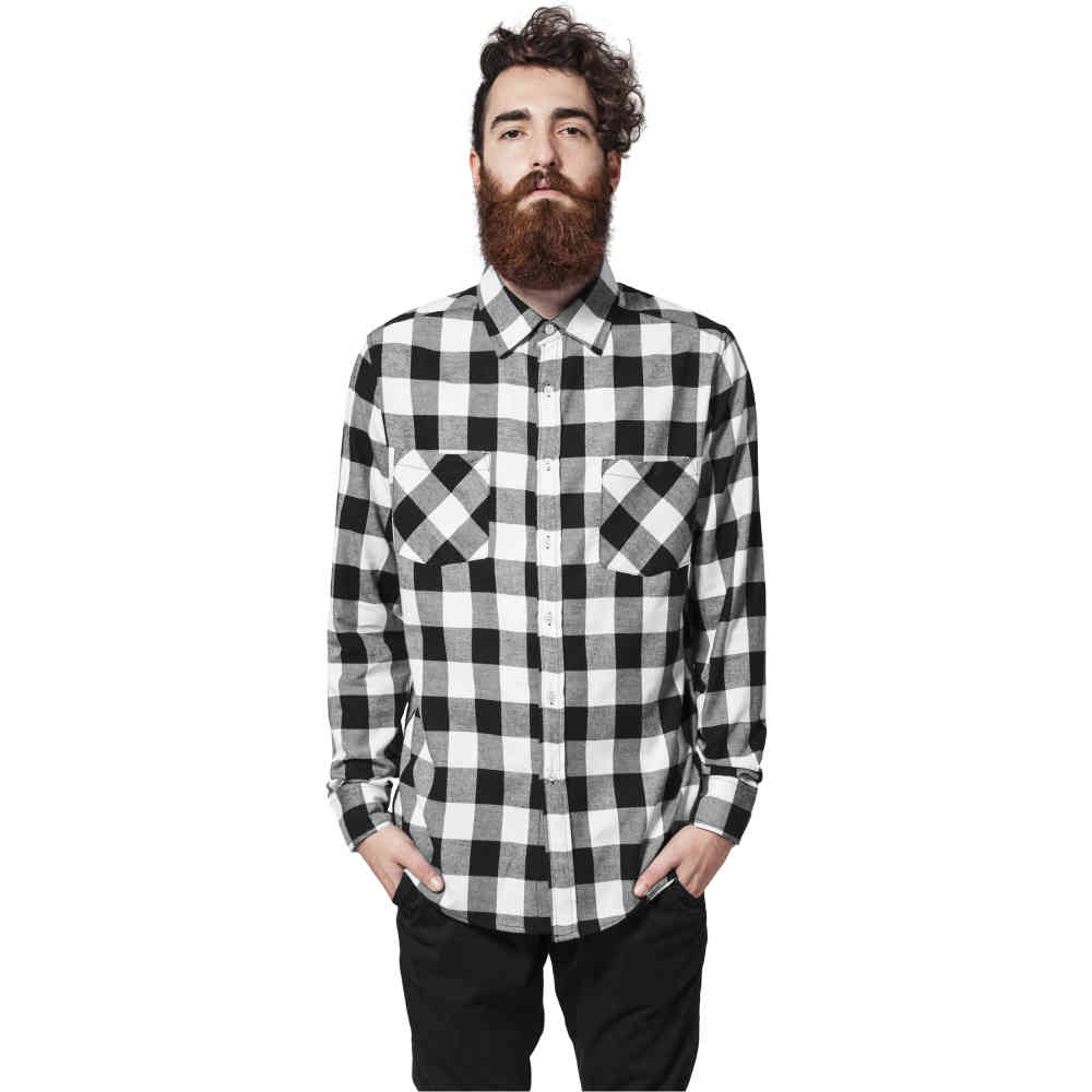 Urban Classics - Checked Flanell Overhemd - Zwart/Wit